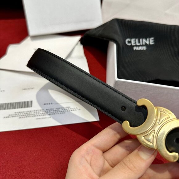 Celine Women's Belt in Black with Gold Buckle - Picture 8 of 9
